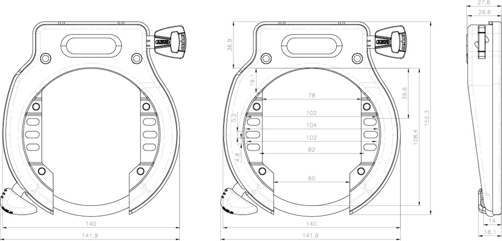 ABUS Rahmenschloss AMPARO 4650SL NR BK